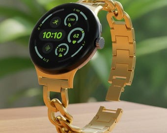 Klockarmband i rostfritt stål med kedja för Google Pixel Watch 1 2 3 (41 MM, 45 mm)
