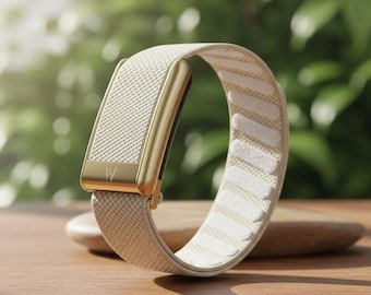 Correa elástica de nailon compatible con Whoop 5.0, correa deportiva con marco dorado en forma de U.