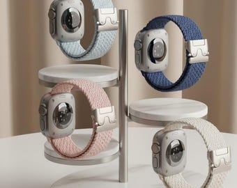 Flätat elastiskt klockarmband kompatibelt med Apple Watch, stretchögelarmband 40–49 mm