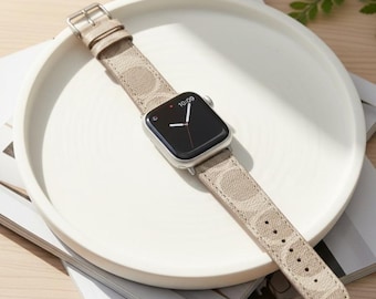 Vintage läderarmband kompatibelt med Apple Watch, retroarmband 38–49 mm