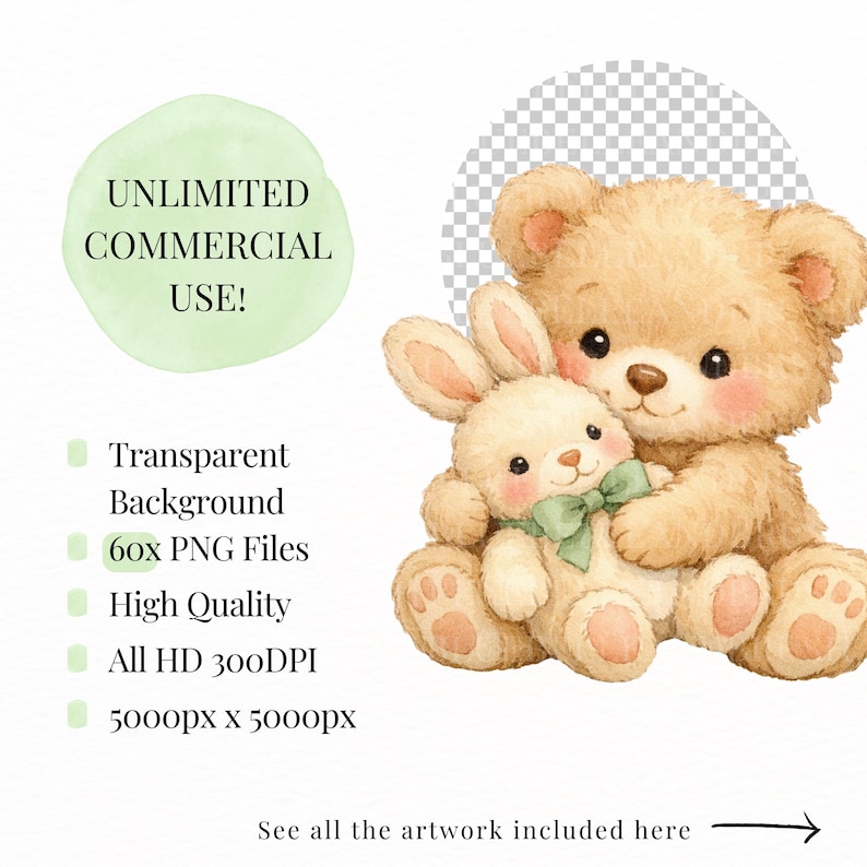 Teddy Bear Clipart Sage Green PNG Bundle, Baby Boy Nursery Bears ...