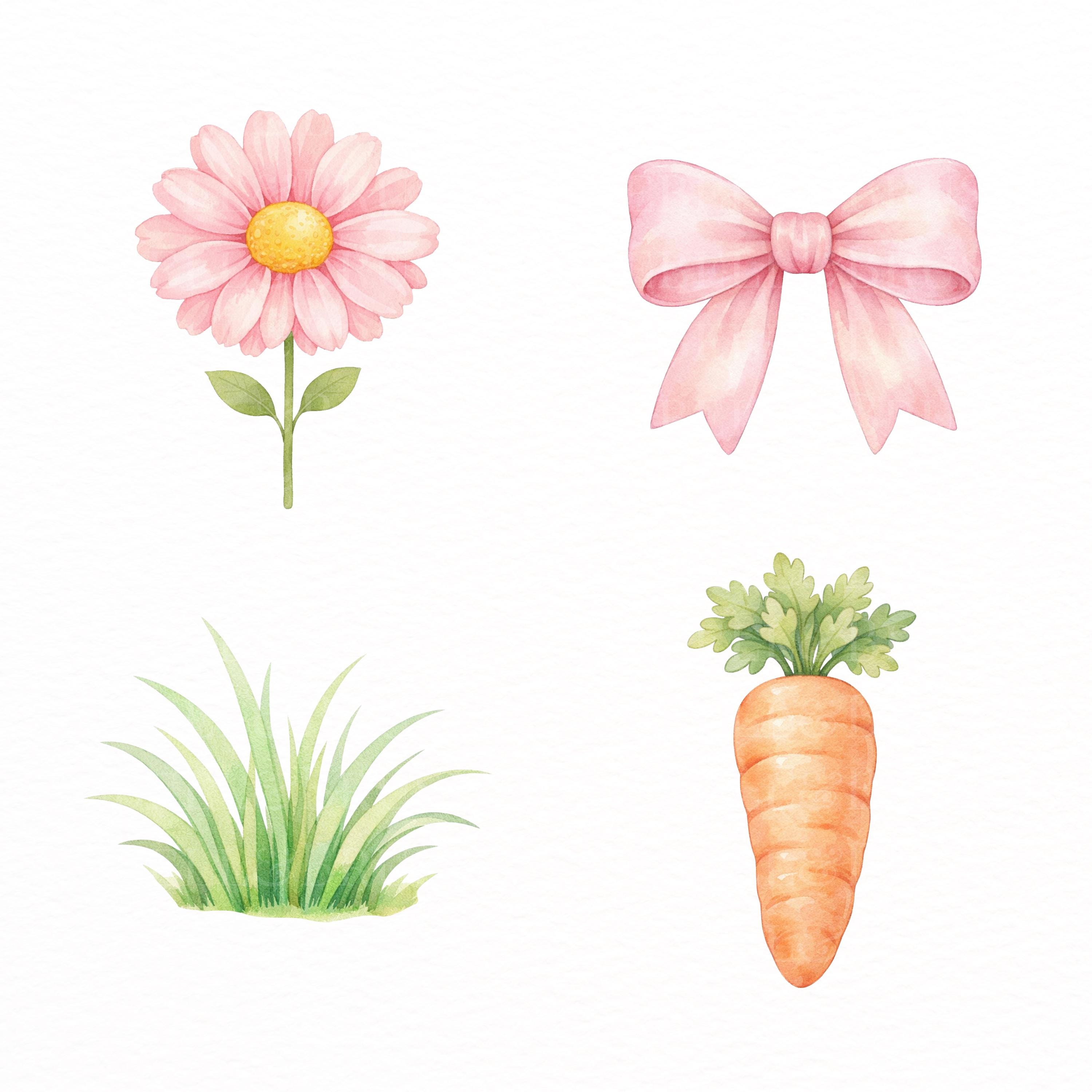 Pink Farm Animals Clipart Bundle PNG | Cute Cow Lamb Chick Bunny Pig ...