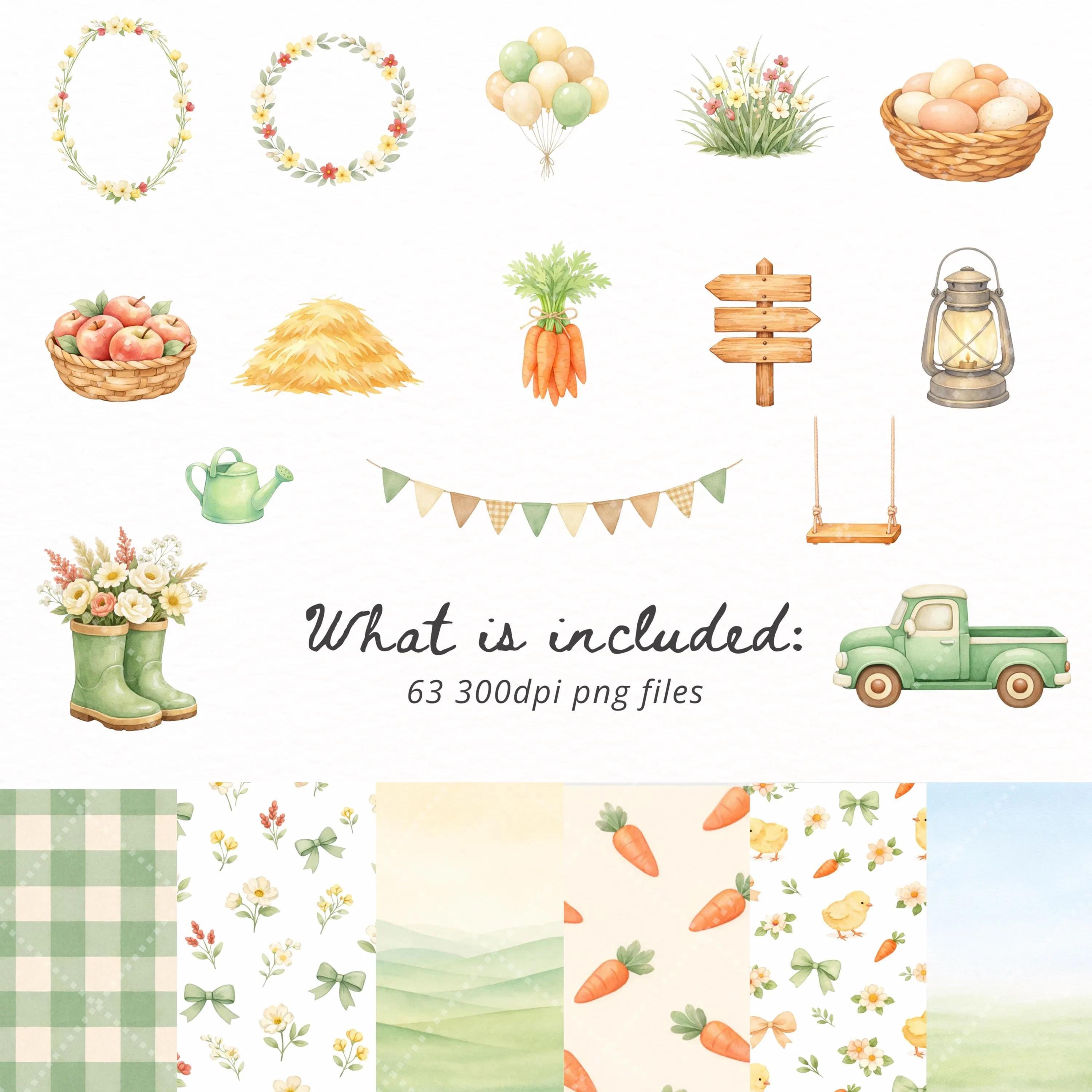 Farm Animal Clipart Bundle Watercolor PNG, Cute Farm Animals, Cow Pig ...