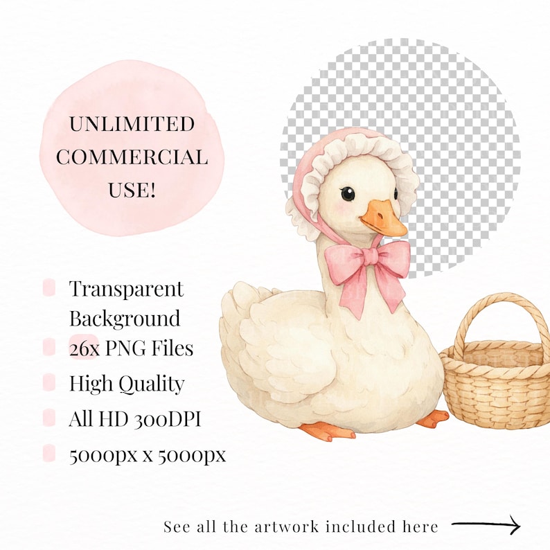 Girly Goose Clipart PNG Bundle, Watercolor Silly Goose, Coquette ...