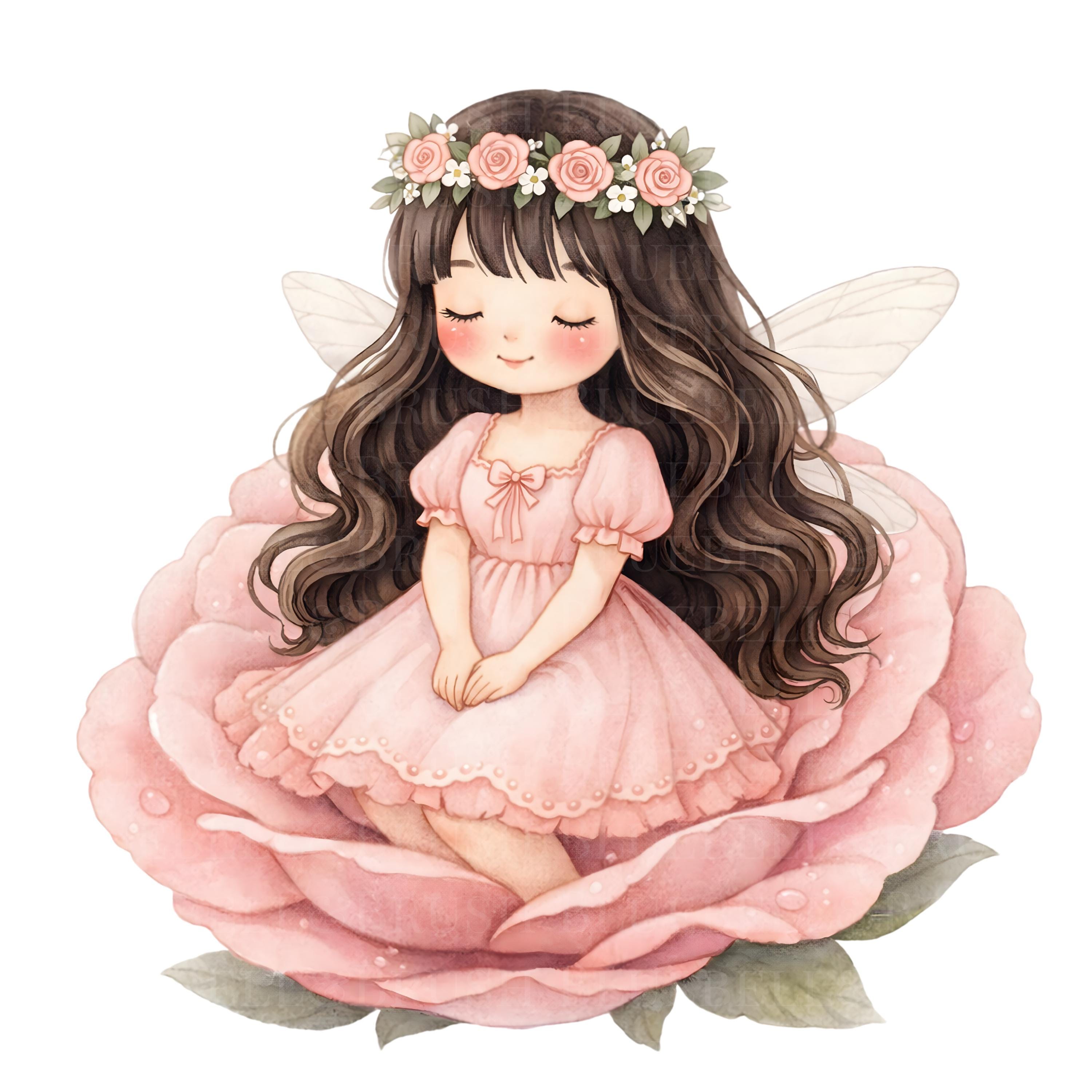 Pink Fairy Clipart PNG Bundle, Cute Fairy Garden Characters, Magical ...