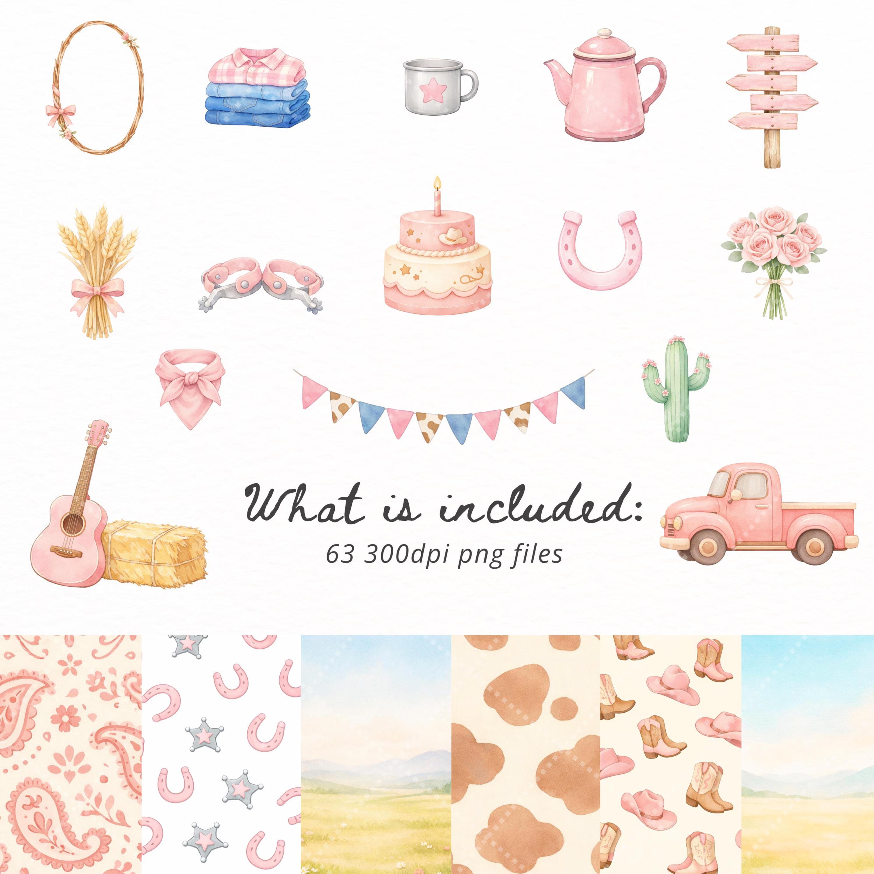 Farm Animal Clipart Bundle Watercolor PNG, Cute Farm Animals, Cow Pig ...