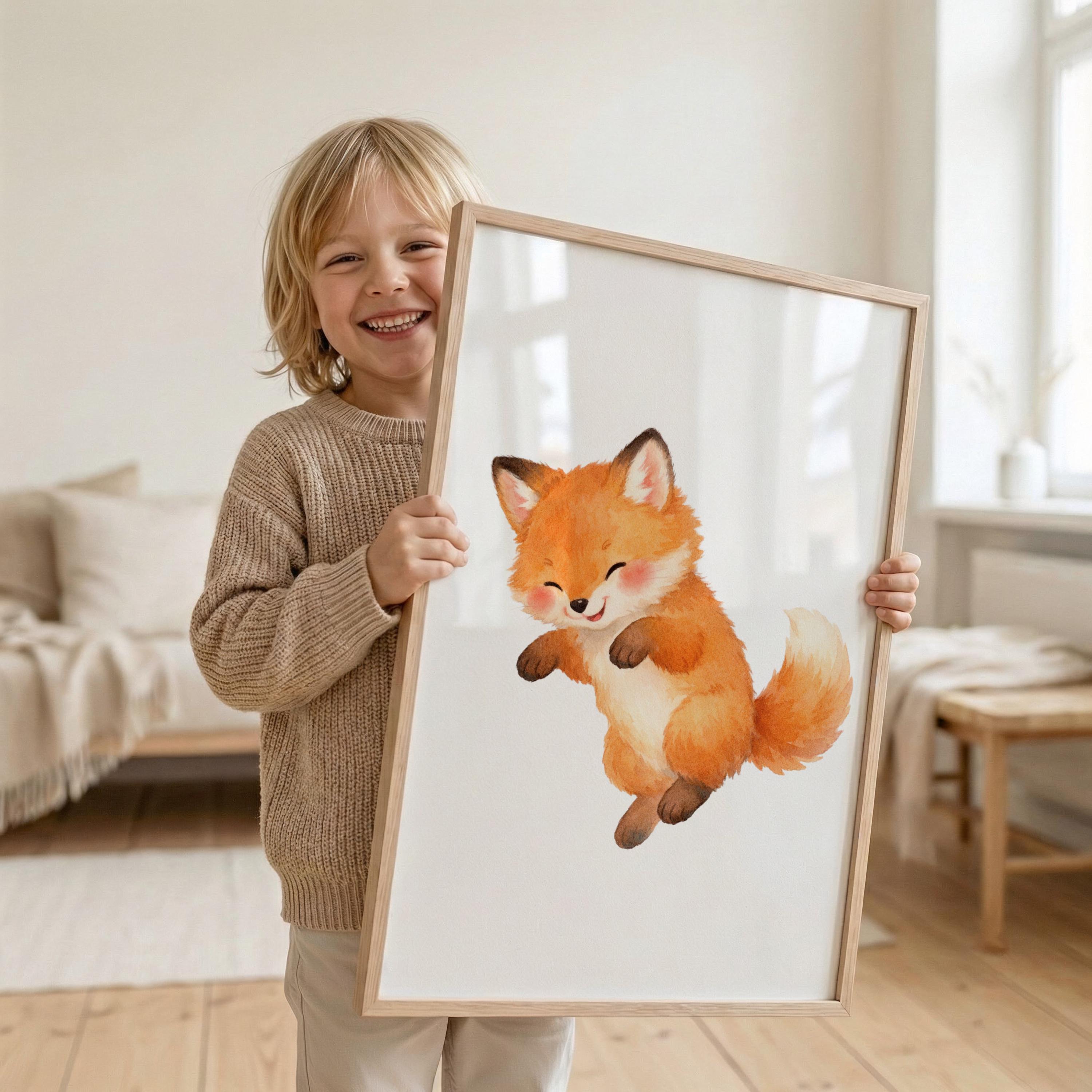 Woodland Baby Animals Clipart PNG Bundle, Neutral Nursery Boho Animal ...