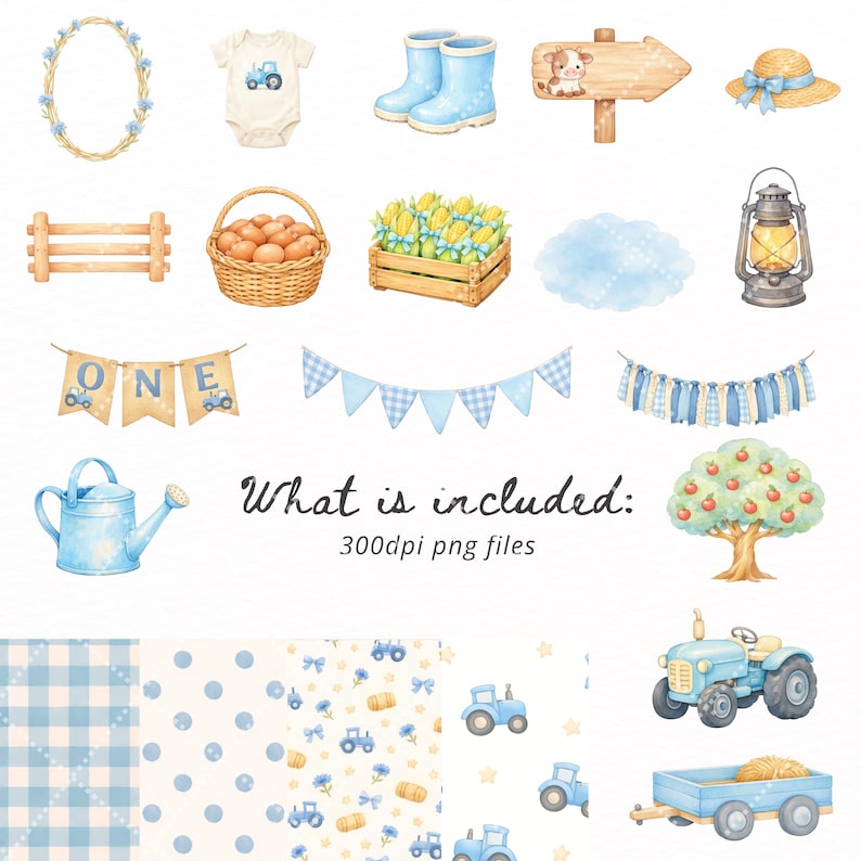 Farm Animal Clipart Bundle Watercolor PNG, Cute Farm Animals, Cow Pig ...