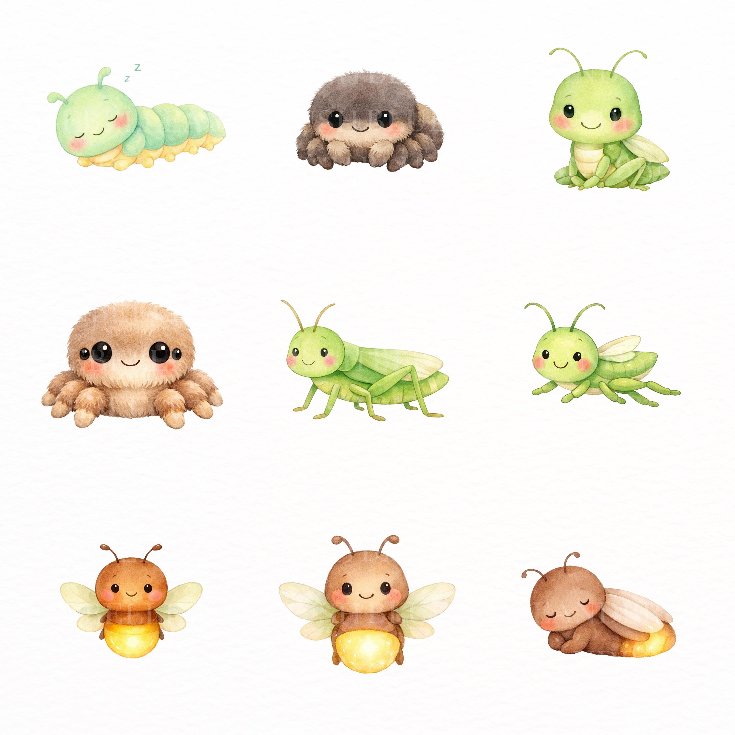 Spring Bugs Cute Clipart Bundle PNG | 60 Kawaii Insects, Bee Ladybug ...