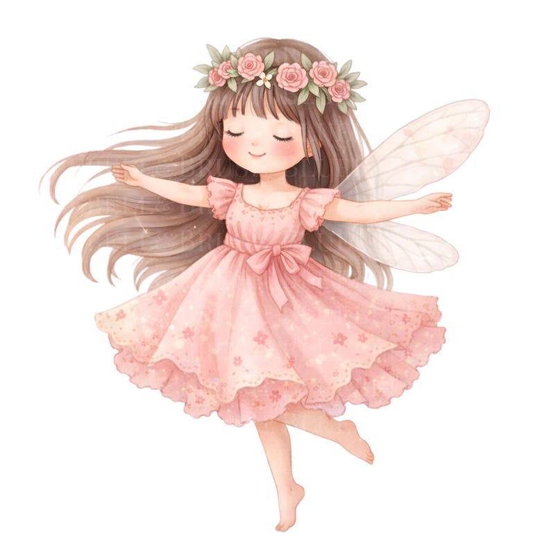 Pink Fairy Clipart PNG Bundle, Cute Fairy Garden Characters, Magical ...
