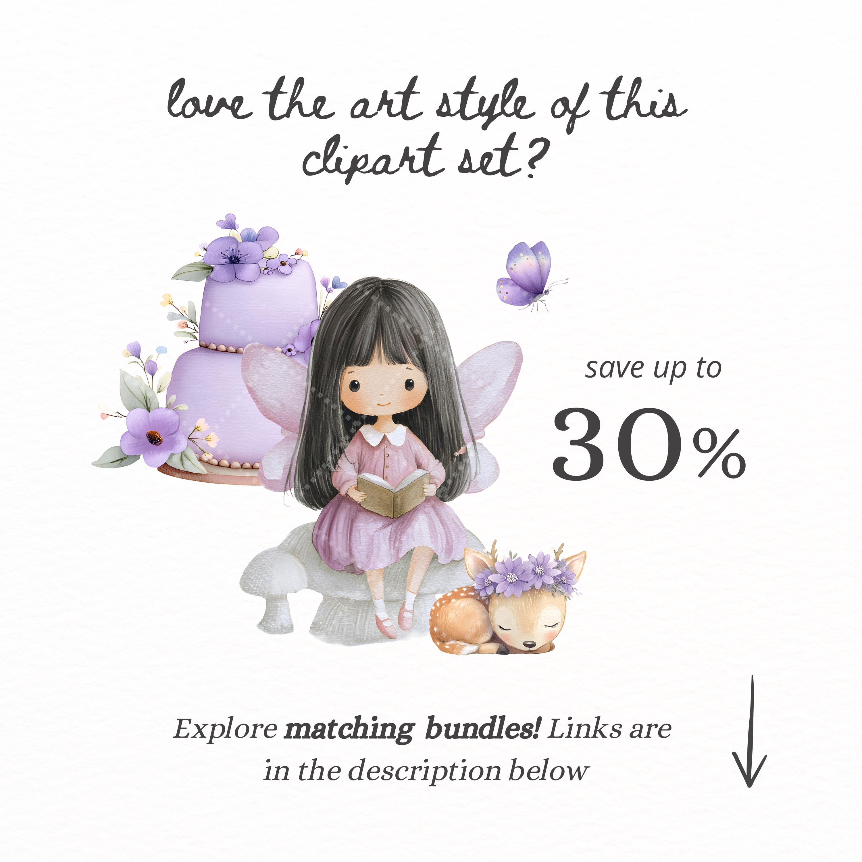 Purple Fairy Clipart Bundle PNG, Cute Fairytale Forest Fairy, Magical ...