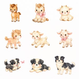 Pink Farm Animals Clipart Bundle PNG | 61 Cute Barnyard Animals, Cow ...