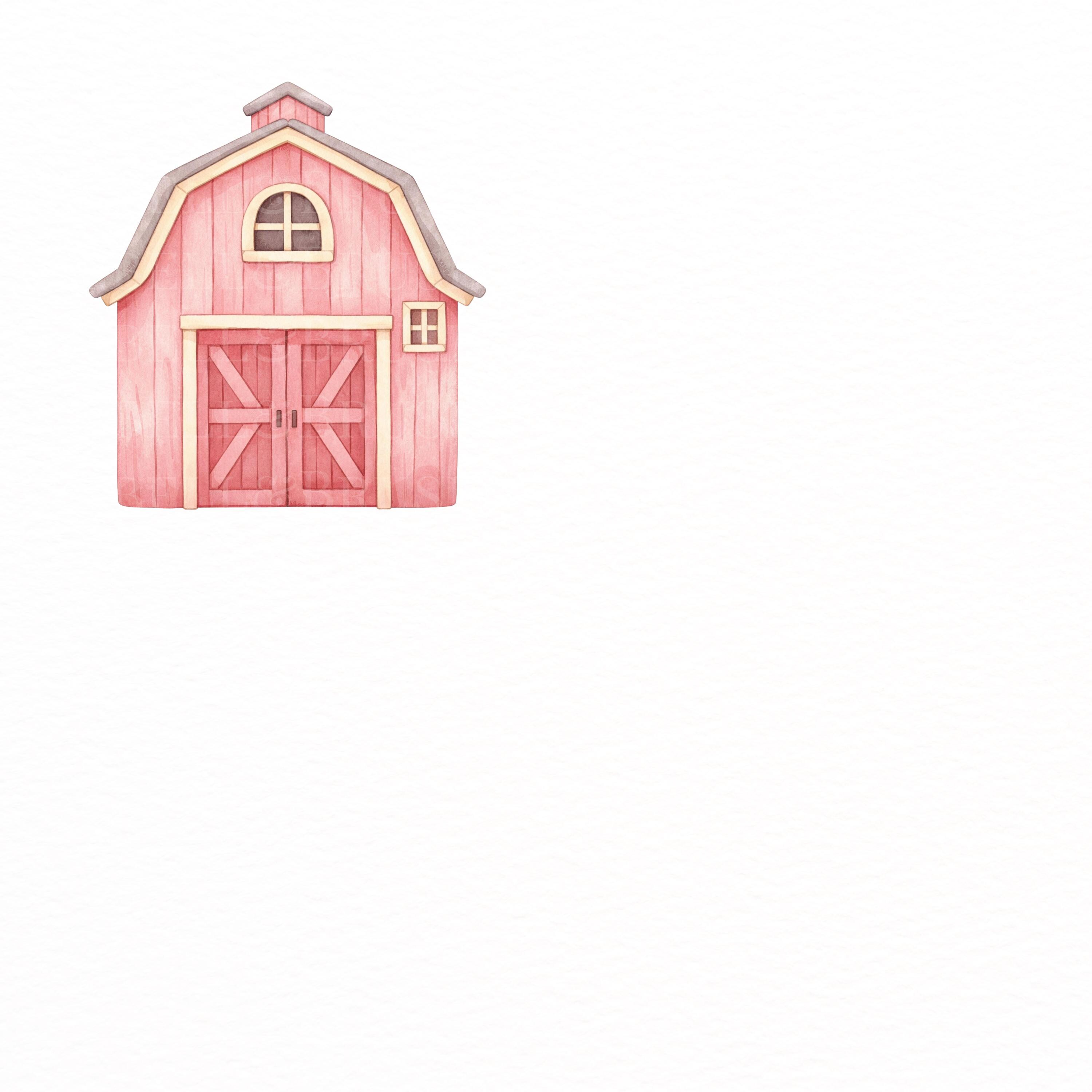 Pink Farm Animals Clipart Bundle PNG | Cute Cow Lamb Chick Bunny Pig ...