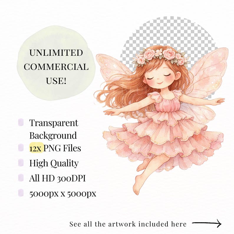 Pink Fairy Clipart PNG Bundle, Cute Fairy Garden Characters, Magical ...