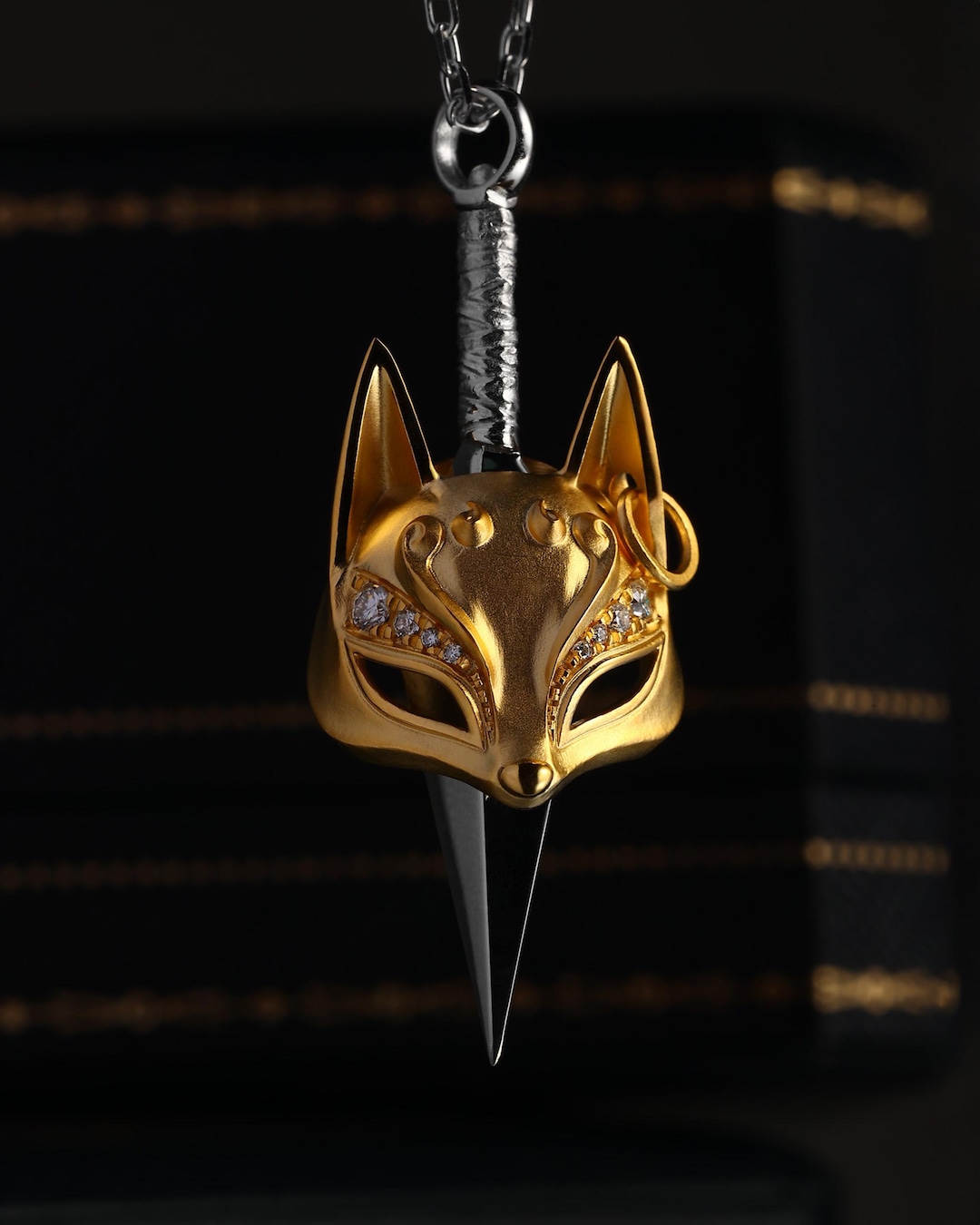 Japanese Mythology Kitsune Fox Mask Pendant Necklace in Sterling Silver - Etsy