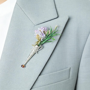 Blombukettbrosch, personlig blombrosch, gör-det-själv-bukettbrosch, bröllopsbrosch, kavajnål, mors dag-presenter, present till henne