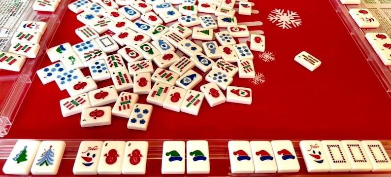 Festival of Trees Winter/Christmas tile set and matching red snowflake mat