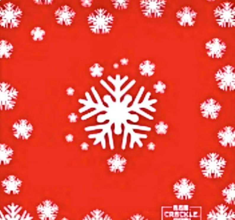 Festival of Trees Winter/Christmas mat with a large snowflake in the middle and scattered snowflakes around the edges. plus 3 mm mat that’s 32.5” by 32.5”