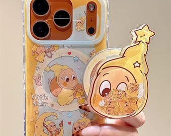 Star Person Orange MagSafe-skal - Magnetiskt stativ i vingligt mönster - För iPhone 17 16 15 14 13 Pro Max - Stoppsäkert silikon - iPhone 17 Pro Max-skal