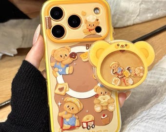 iPhone 17 Smörbjörn Vacklande Magnetiskt Telefonskal - Gult Kawaii-skal För iPhone 16 15 14 13 Pro Max - 2-i-1 Silikon Stötsäkert Skal