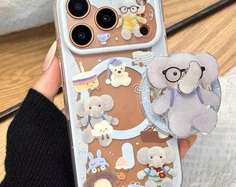 Jellycat Oljemålning Elefant Spinner MagSafe-skal - Roterande magnetiskt stativ - iPhone 17 Pro Max-skal - iPhone 17 Pro-skal - iPhone 17-skal