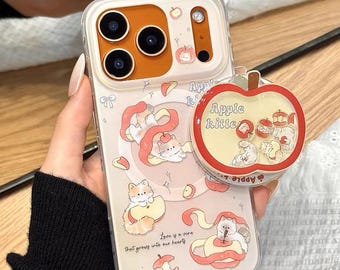 Oljemålning Katt Rött Äpple Vacklande MagSafe-skal - Apple Magnetiskt Stativ - iPhone 17 Pro Max-skal - iPhone 17 Pro-skal - iPhone 17-skal
