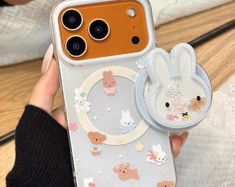 iPhone 17 Miffy MagSafe-skal - Magnetiskt telefonställ - För iPhone 17 16 15 14 13 Pro Max - Fallsäkert mjukt skal