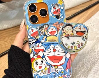 Doraemon Glitter Shaker MagSafe-skal - Glittrigt blått robotkatt magnetiskt stativ - iPhone 17 Pro Max-skal - iPhone 17 Pro-skal - iPhone 17-skal