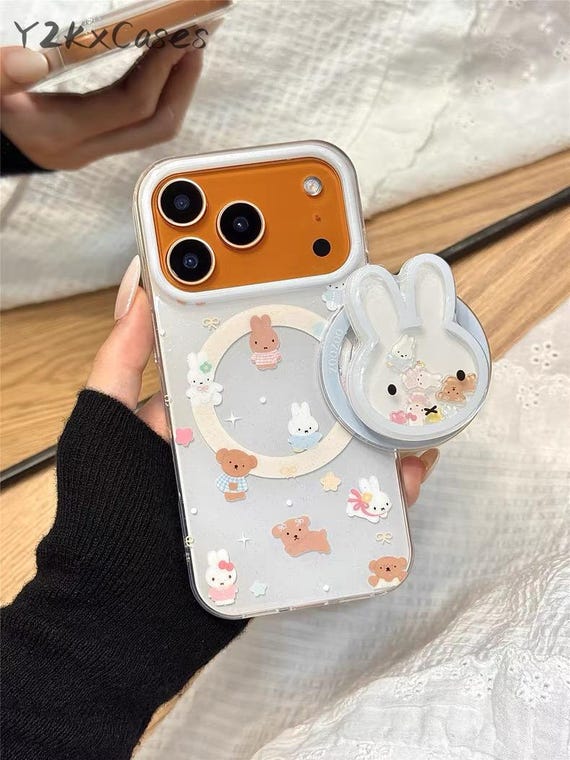 iPhone 17 Miffy MagSafe Case - Magnetic Phone Stand - For iPhone 17 16 15 14 13 Pro Max - Drop Proof Soft Case