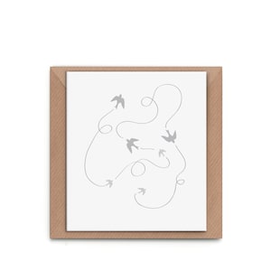 Greeting Card "Summer Sky" - swallows bird flock sky silhouette grey white simplistic modern fresh