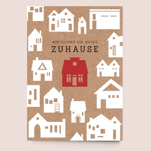 Postcard "We are looking for a New Home" (personalized) - House Silhouette