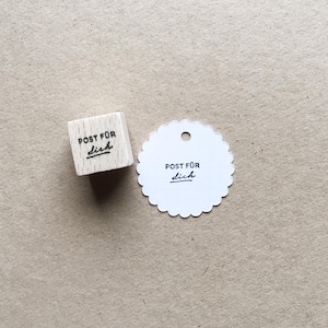 Rubber Stamp "You've got Mail (German)" - 15x10mm - hand drawn mini stamp with wooden base