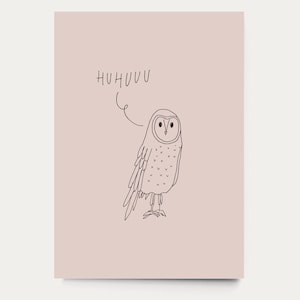 Postkarte "Huhuuu" - Illustration Recyclingpapier neutral universal Eule