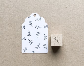 Rubber Stamp "Flower" - 6x11mm - hand drawn mini stamp with wooden base