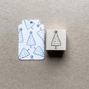 Rubber Stamp "Christmas Tree" - 15x30mm - hand drawn tree stamp with wooden base