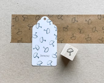 Rubber Stamp "Good Luck!" - hand drawn mini stamp with wooden base