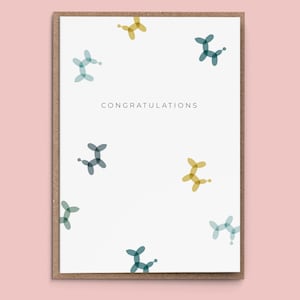 Greeting Card "Ballon Dog" (Congratulations) - Congrats Birthday Exam Wedding Birth Unisex simplistic modern fresh