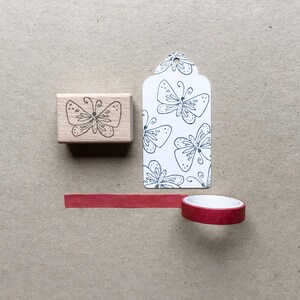 Rubber Stamp "Butterfly 01" - 34x23mm - hand drawn stamp with wooden base