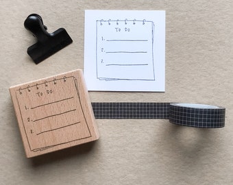 Rubber Stamp "To Do List" - 55x57mm - hand drawn stamp with wooden base