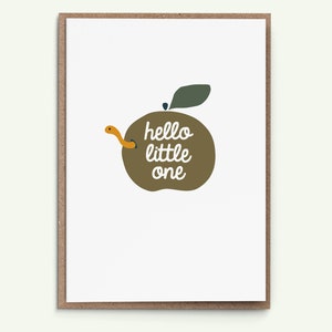 Greeting Card "Hello little One" - Birth Welcome Baby Kid Boy Girl Unisex simplistic apple illustration whimsical