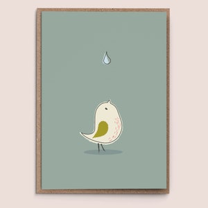 Greeting Card "Baptism Birdie" - Welcome Baby Kid Boy Girl Unisex simplistic modern fresh Bird illustration