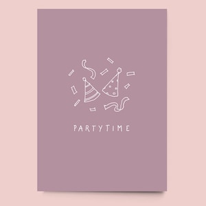 Postkarte "Party Time" - Illustration Recyclingpapier Einladung Feier