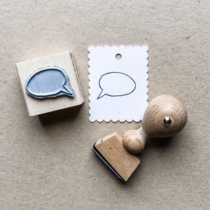 Rubber Stamp "Speech Bubble" - 25x17mm - hand drawn stamp with wooden base