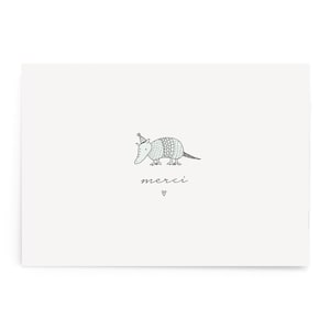 Postkarte "Merci" (3er Set) - Illustration Recyclingpapier neutral universal Gürteltier