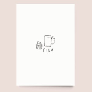 Postkarte "Fika" - Illustration Kaffee Pause Recyclingpapier