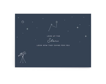 Postkarte "Look at the Stars" (3er Set) - Illustration Recyclingpapier universal Sterne