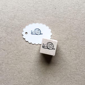 Rubber Stamp "Snail 01" - 18x10mm - hand drawn mini stamp with wooden base
