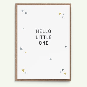 Greeting Card "Hello little One" (grey) - Birth Welcome Baby Kid Boy Girl Unisex simplistic geometric modern fresh
