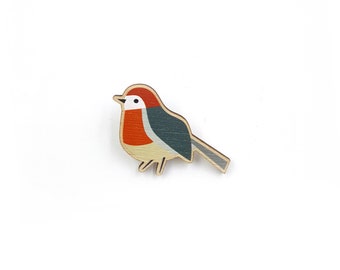 Holz Pin &quot;Rotkehlchen&quot; (FSC zertifiziertes Birkenholz)