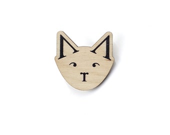 Wooden Pin Badge "Typo-Cat" (FSC certified wood)